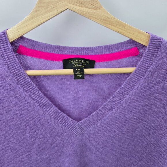 Charter Club 100% Cashmere Light Purple V-Neck Luxury Sweater PXL - Picture 3 of 16